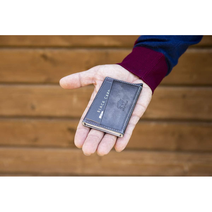 Кластинка Solo Pelle з RFID захистом до 11 карт: гаманець-портмоне з натуральної шкіри, сірий камінь