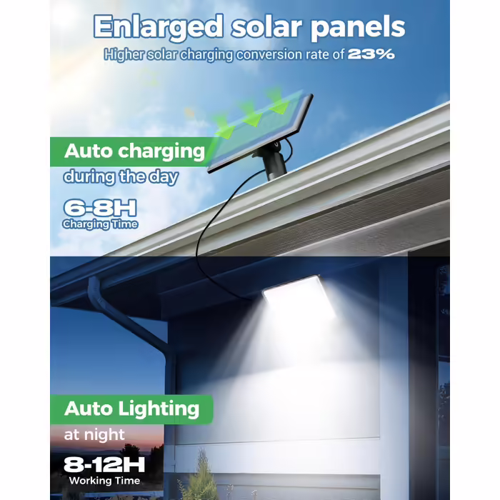LOTMOS 2 Pack Solar Lights for Outdoor with Motion Sensor, 342 LED Outdoor Light Solar IP65 Waterproof Solar Spotlight 3 Modes with Remote Control, Solar Lamp Outdoor for Garden Garage Exterior (Cold White, 4 Pack)