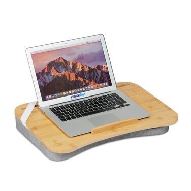 Relaxdays Gray Laptop Pillow with Bamboo Tray