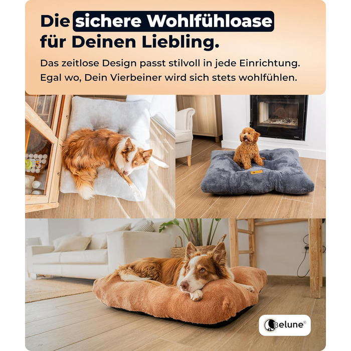Belune® Делюкс подушка для собак [Світло-сірий, L (130x80x15 см)] - миється, ліжко для великих собак, подушка для собак великих порід світло-сіра L (130x80x15 см)