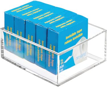 iDesign Drawer Organizer Box for Bathroom or Kitchen, Very Small Drawer Organizer in BPA-Free Plastic, Stackable Makeup Storage for Cosmetics, Transparent (Pack of 2)