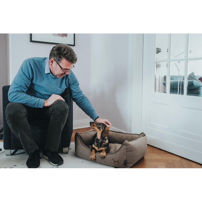 Софа для собак HUNTER Livingston, лежанка для собак, тканина, класичний дизайн, S, коричневий, 60x43x16 см