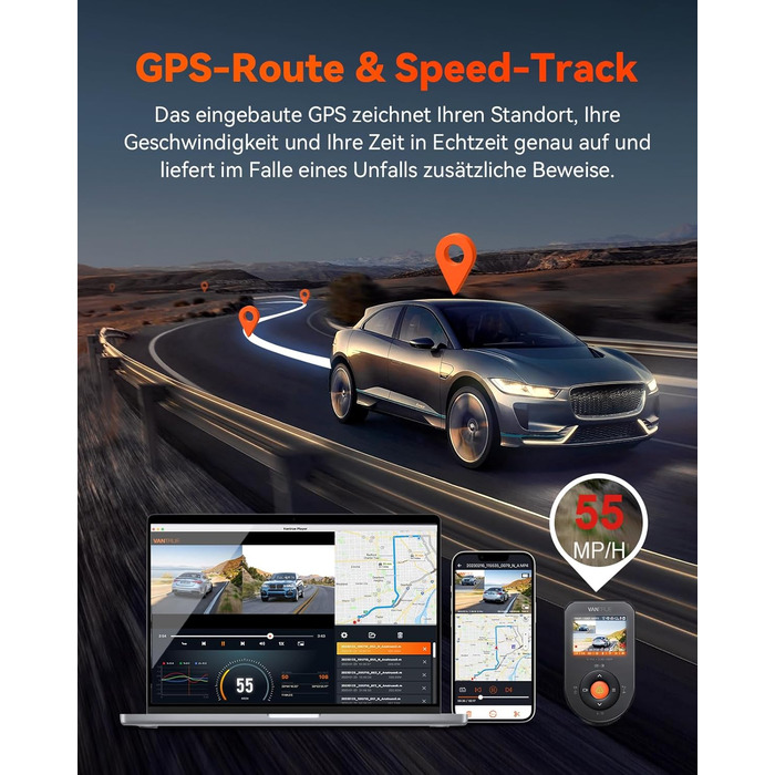 Відеореєстратор VANTRUE S1 Pro 2.5K + 1080P, GPS, WiFi, STARVIS, Паркування, Нічний режим, G-сенсор