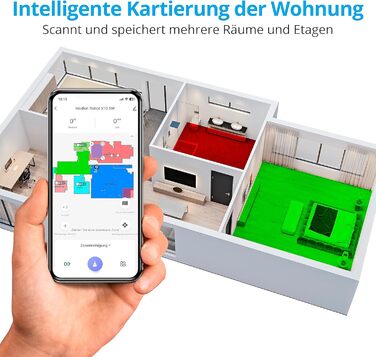 Робот-пилосос MEDION X10 SW з лазерною навігацією та функцією миття, 2700Pa, 2-в-1, створення карт, зони заборони, для кількох поверхів