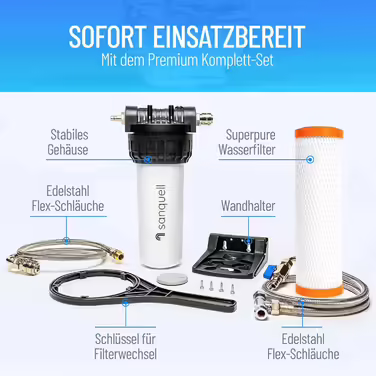 Premium Under-Sink Water Filter, 8 Liters/Minute, Removes 100 Contaminants, High Capacity, No Separate Faucet Needed, Sustainable Design, Made in Germany