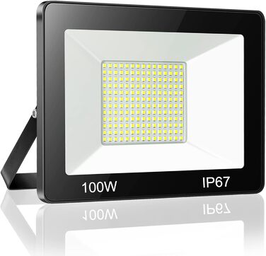 YIQIBRO 100W LED Floodlight Outdoor, IP67 Waterproof Floodlight, 10000LM 6500K Cool White Super Bright LED Spotlight Outdoor Floodlight for Warehouse, Garden, Garage, Yard, Parking Lot