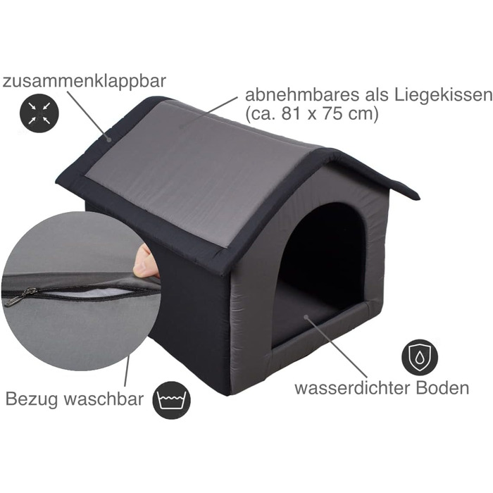 SunnyDogs Grey Fabric Dog House - L 64 x 57 x 60 cm