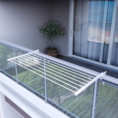 Сушарка для білизни Foxydry Duo для балкона, тераси та перил, біла, 102 см, нержавіюча сталь/алюміній