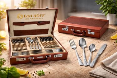 Набір столових приборів SATIN 72 предмети з нержавіючої сталі на 12 осіб (виделки, ложки, ножі) у кейсі