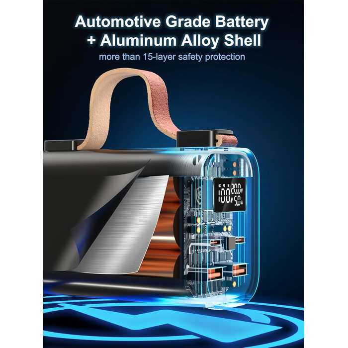 Портативний акумулятор для ноутбука 140W, 50000mAh, з LED дисплеєм, PD3.1, QC4.0, 4 виходи, 2 входи (Чорний)