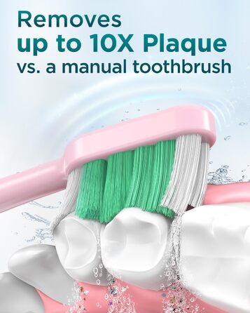 Електрична звукова зубна щітка для дорослих та дітей, 8 насадок, 5 режимів, водонепроникна IPX7, рожева
