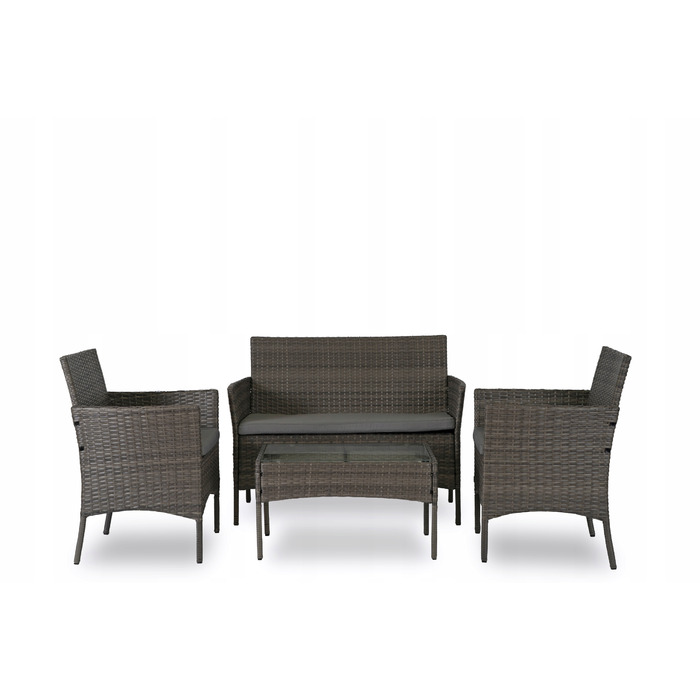 Комплект садових меблів із техноротанга MEBEL ELITE, сірий, 4 предмети