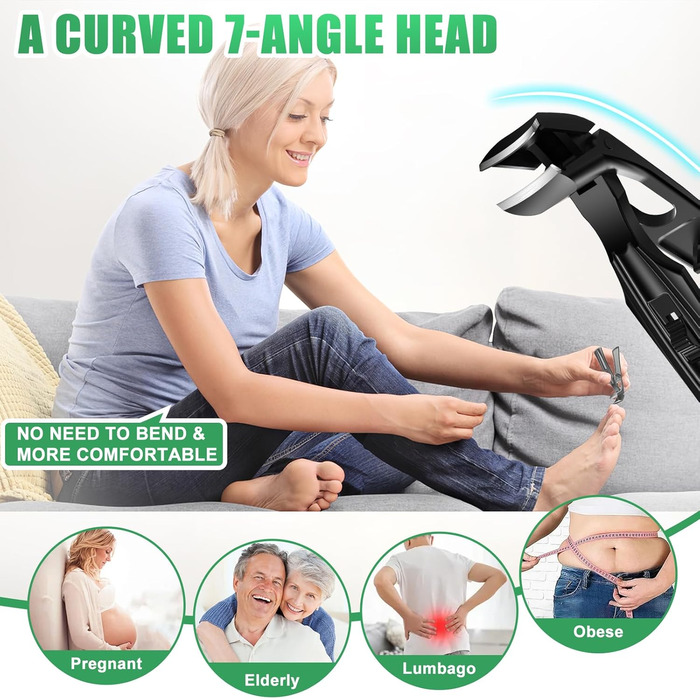 Набір з 5 нігтьових кусачок для літніх людей з товстими нігтями, кутовий голівний, широкі губки, кусачки для пальців ніг, чорний