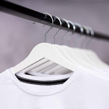 Вішалки для одягу OGIVO, 20 шт., дерев'яні, білі, з обертовим гачком та вирізами на плечах