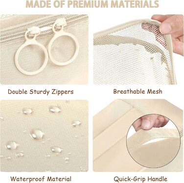 Органайзер для валізи 10 шт. Набір Packing Cubes для одягу, Travel Organizer, Набір кубиків-органайзерів для валізи, рюкзака, ручної поклажі (бежевий)