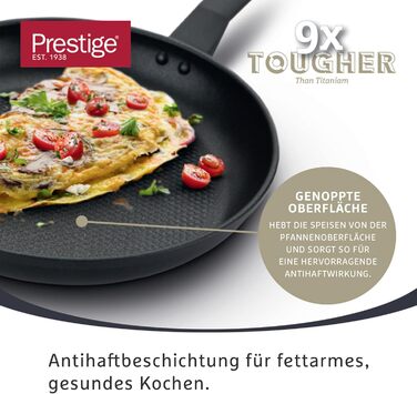Набір сковорідок Prestige 9 x Tougher: 3 шт. (21/25/29 см) з антипригарним покриттям, стійким до подряпин, індукційні, з ергономічними ручками, безпечні для духовки та посудомийної машини