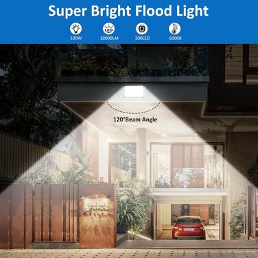 T-SUNUS LED Floodlight Outdoor 100W, Super Bright Outdoor Floodlight Cool White Spotlight IP66 Waterproof 11000LM for Driveway Garage Path Garden 2 Pack