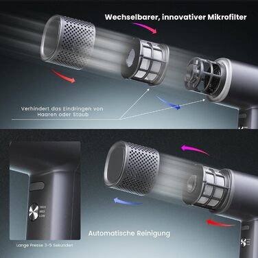 Іонізатор для волосся Föhn - високошвидкісний фен з насадкою-дифузором для жінок та чоловіків, 3 режими/2 швидкості, легкий, рівномірне тепло, тихий, чорний (сірий)