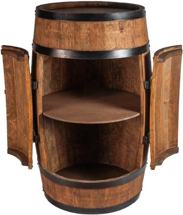 Wine Barrel Stand with Door - Liquor Cabinet, Bottle Rack, Wooden Shelves - Wooden Barrel - Barrel Furniture - Wine Rack - Wine Rack - Wine Bar - Barrel Bar with Door - Barrel Bar Minibar 80cm High (Wenge)