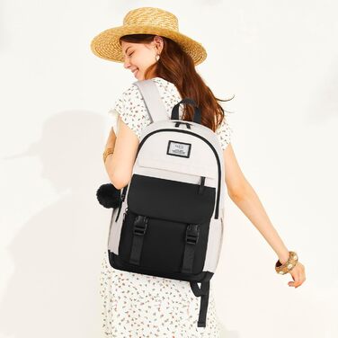 Жіночий рюкзак MOMUVO для підлітків та жінок, для ноутбука 15.6' | Коледжний рюкзак для школярок та студенток (Чорний, Бежевий)