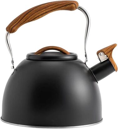 Чайник для плити з свистком 3л з нержавіючої сталі з дерев'яною ручкою