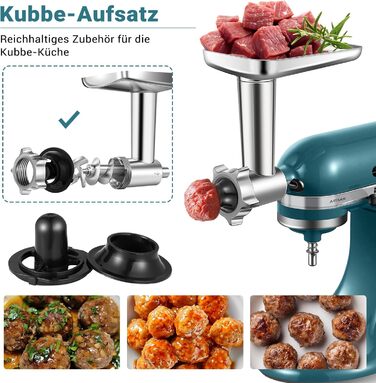 Електрична м'ясоподрібнювач насадка для KitchenAid Mixer, нержавіюча сталь