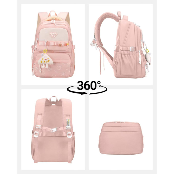 Шкільний рюкзак для підлітків: водонепроникний, великий, рожевий. Підходить для дівчат та хлопців, для школи, подорожей та повсякденного використання.