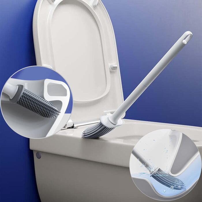 Силіконова щітка для унітазу Klobürste з кріпленням на стіну без свердління, швидковисихаючий тримач, набір (білий)