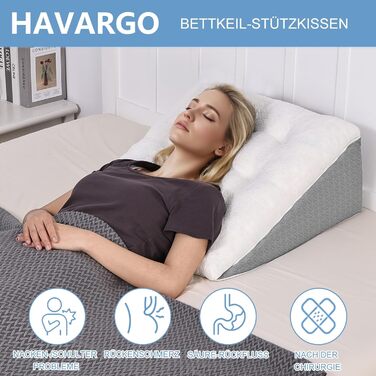Підголовник для ліжка та дивана HAVARGO з піною з пам'яті - 55x55x25 см. Ергономічний підголовник для підтримки спини, рефлюксу та сну з апное. Ідеальний для читання та відпочинку.
