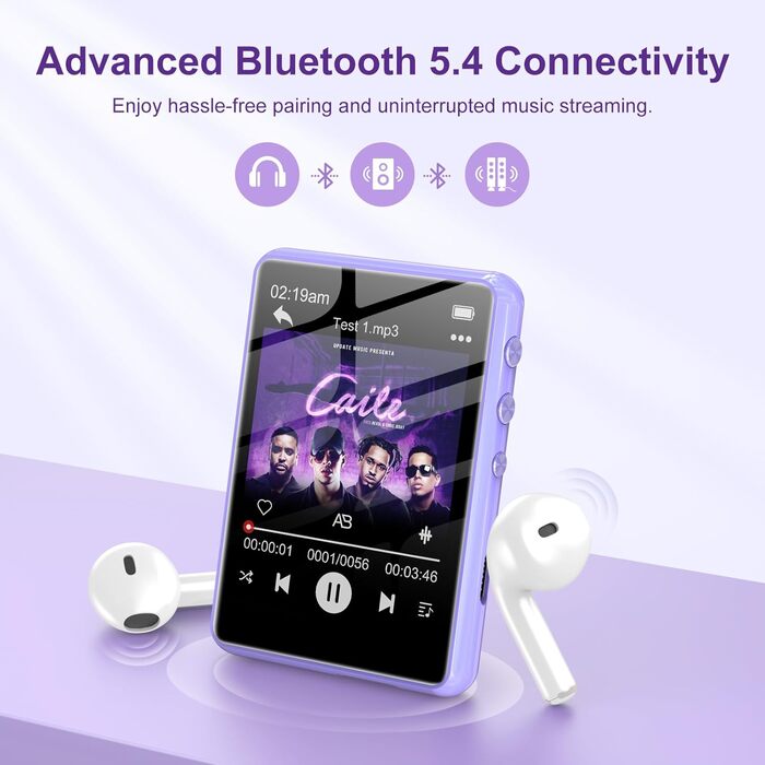 MP3 плеєр ZAQE 128GB Bluetooth 5.3 з сенсорним екраном 2.4