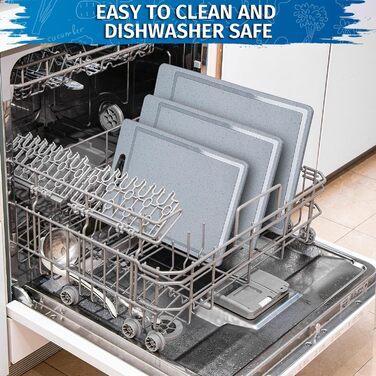 Набір обробних дощок 3 шт. з імітацією граніту, антиковзкі наклейки, канавка для соку, BPA-Free, з ручкою. Пластикові обробні дошки, антибактеріальні, кухонні аксесуари, гаджети, помічники (сірий, 3 шт.)