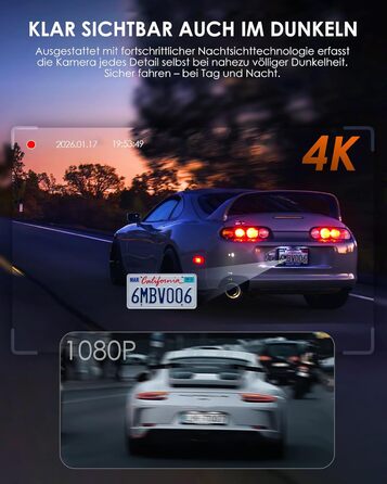 Відеореєстратор iZEEKER 3-канальний 4K з картою 32GB: передній, задній, внутрішній, WiFi 6, нічна зйомка