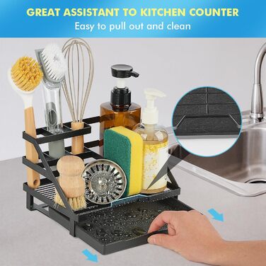 KIMCHOMERSE Sponge Holder, Brush Holder, Toothbrush Holder for Kitchen Sink and Bathroom Organization