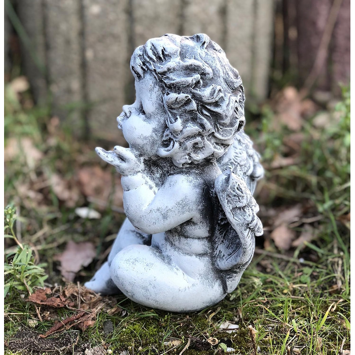 stoneandstyle Steinfigur Angel, little angel figurine, solid stone casting, frost and weather resistant up to -30°C