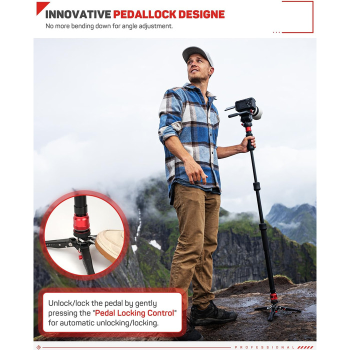 Монопод IFOOTAGE 3-в-1 з алюмінію: монопод, штатив, телескопічний стійка для фото та відео, 180 см, сумісний з DSLR та відеокамерами