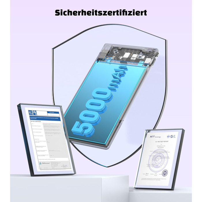 Power Bank Auskang 5000mAh Slim з кабелем для iPhone (сумісний з iPhone 14 та попередніми моделями) - фіолетовий+білий, 0.68 см
