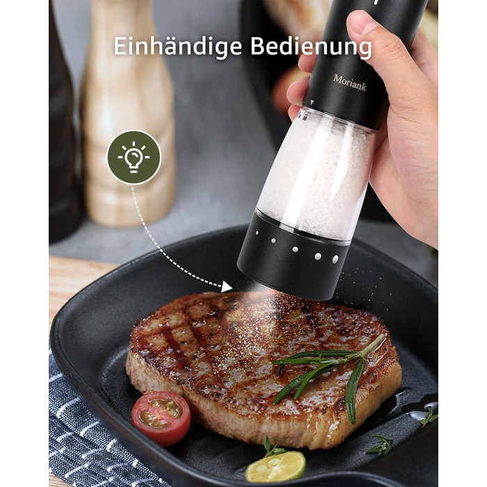 Electric Salt and Pepper Grinder Set of 2, USB Rechargeable Stainless Steel Electric Pepper Grinder with Adjustable Coarseness, Large Capacity, Elegant Storage Base