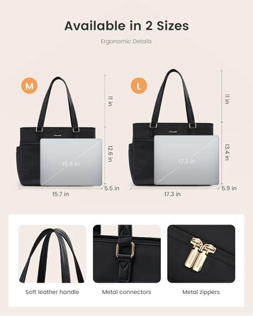 Сумка для ноутбука LOVEVOOK, велика шопер-тоут для жінок, бежево-зелена (15.6 дюймів) - для роботи, університету, офісу