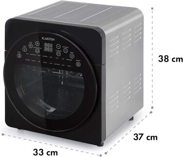 Klarstein AeroVital easy touch Hot Air Fryer - 1700 W Hot Air Fryer, Air Fryer with XXL Volume: 14 Liters, 16 Programs, Cool touch housing, 60 min Timer, 8 h Drying Function, metallic