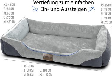 Ліжко для собак з високим бортиком - м'яке, зручне, для малих, середніх та великих собак. Розміри: 80x120, 70x100, 60x80, 40x50 см. Колір: сірий