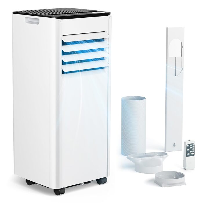 Мобільний кондиціонер Klimaanlage 7000 BTU з витяжним шлангом | 4-в-1 | Тиха робота | Дисплей та пульт | Комплект для встановлення у вікно | Таймер 24 год | Для приміщень до 20 м²