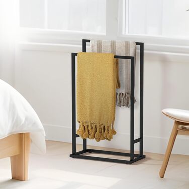 Підставка для рушників на підлозі, металева, з 2 перекладинами, чорна, для ванної кімнати, стабільна, економна