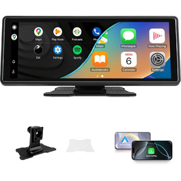 Автомобільний дисплей 10.26'' IPS, бездротовий CarPlay та Android Auto, сенсорний екран 1080P, портативний, підтримка Google і Siri Assistant, модель S5