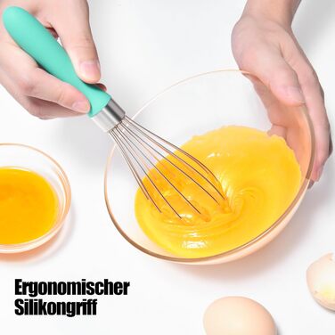 Міксер ручний Doosu 28 см з нержавіючої сталі, 8 гнучких дротів для збивання та змішування (Aqua Sky, S-23cm)