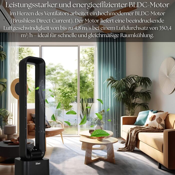 Турбовентилятор Zilan Aircooler: тихий, енергоефективний, з пультом, 12 швидкостей, осциляція, чорний