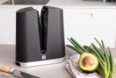 ZWILLING V-Edge — V-подібна точилка для ножів з керамічними каменями, для європейських та японських ножів, чорна