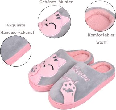 JACKSHIBO Теплі плюшеві тапочки для дому (зимові) - чоловічі/жіночі, унісекс, сірі (38/39 EU)