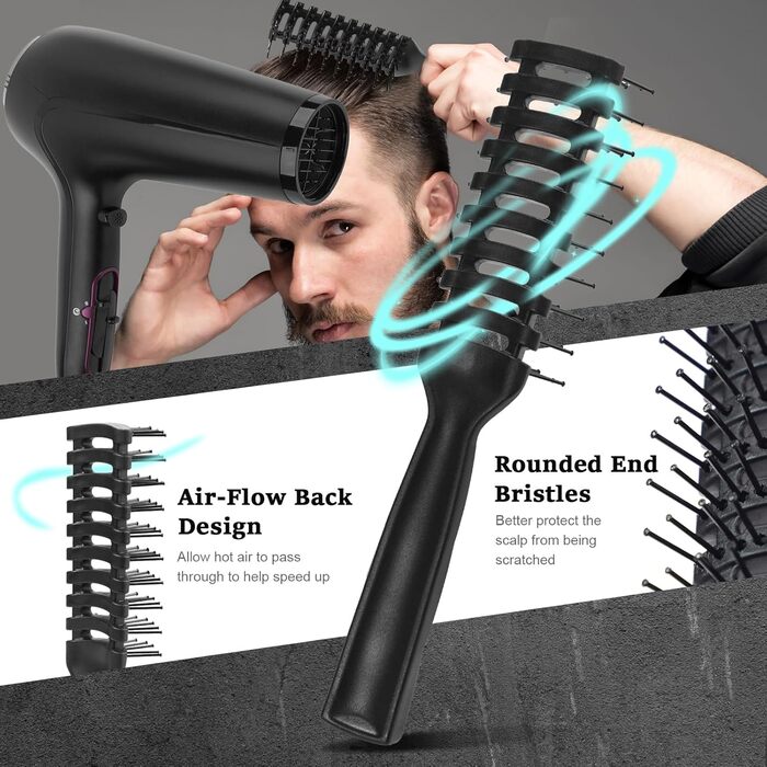 Набір для чоловічого стайлінгу DUAUIU: гребінець для волосся, щітка, текстурування, розчісування, укладання. Чорний колір.