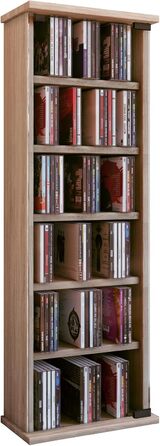 CD/DVD стелаж VCM Regal Holz Vetro із скляними дверцятами, для 150 CD або 65 DVD, колір - sonoma-дуб, 92x31x18 см, стильний стоячий органайзер для дисків Blu-ray, компакт-дизайн