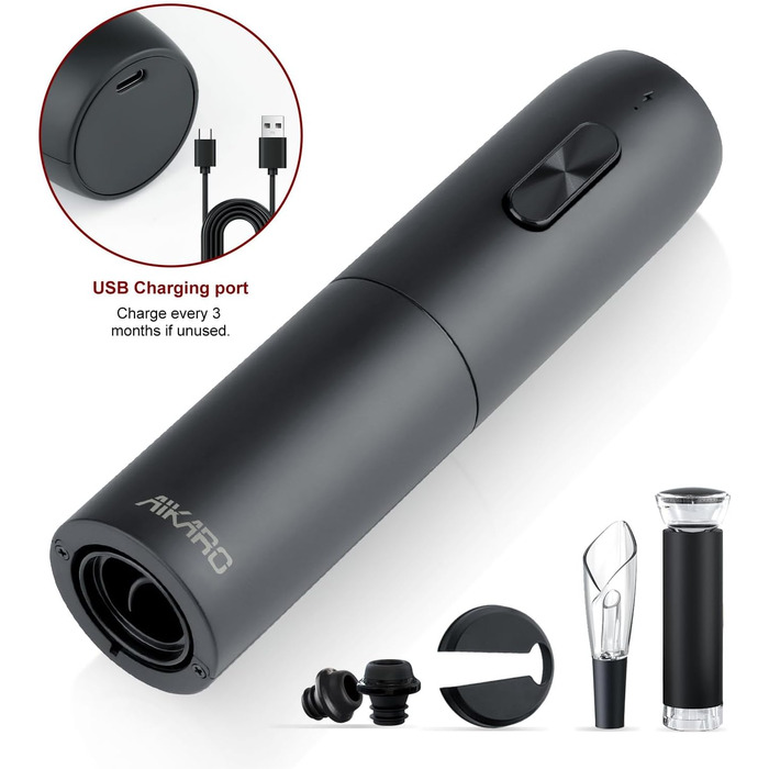 Електричний відкривачка пляшок Aikarо, автоматичний, перезаряджається (Set C)